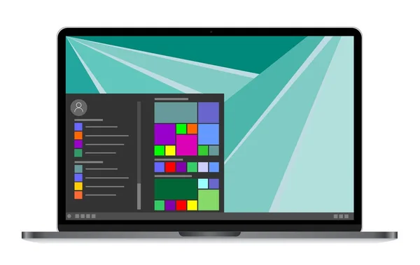 现代的笔记本电脑屏幕上的图标 — 图库矢量图片