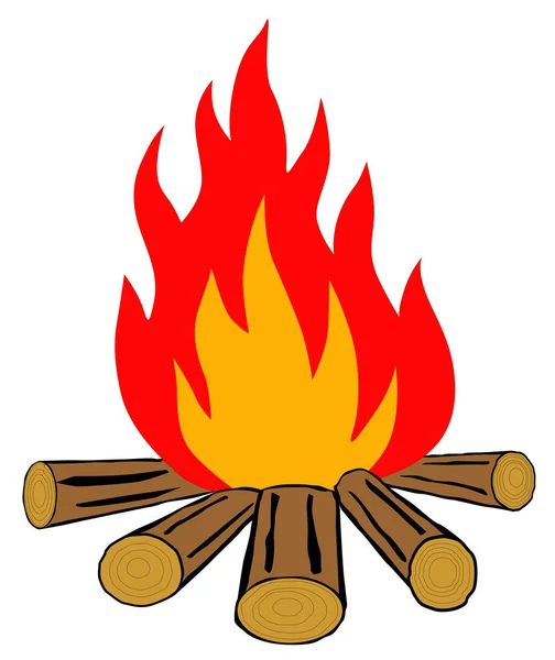 Foc de tabără pe un fundal alb — Vector de stoc