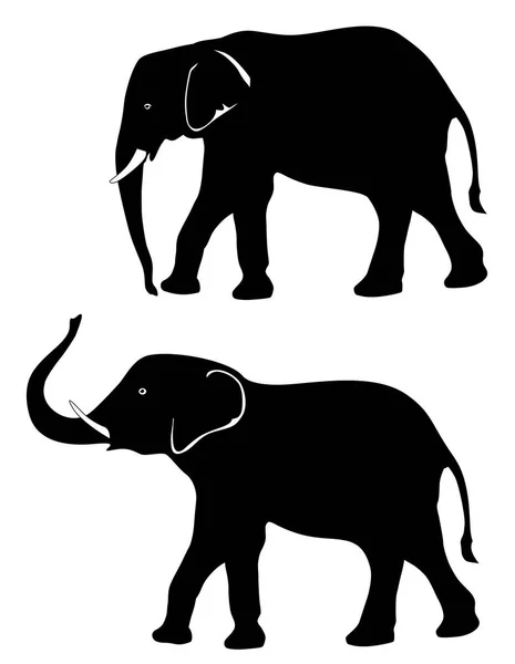 Deux Éléphants Avec Tronc Vers Bas Tronc Vers Haut Vecteur — Image vectorielle