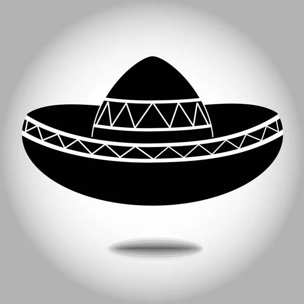 Mexikanischer Sombrero Schwarz Weiß Design Ikone Vektor Eps — Stockvektor