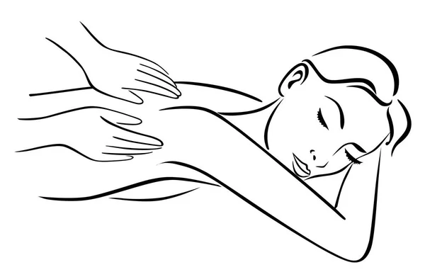 Massage Spa Therapie Lijntekening Vector Eps — Stockvector
