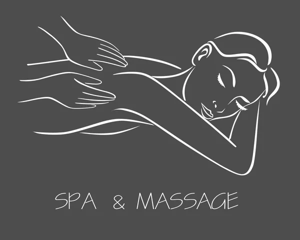 Massage Spa Therapie Lijntekening Vector Eps — Stockvector