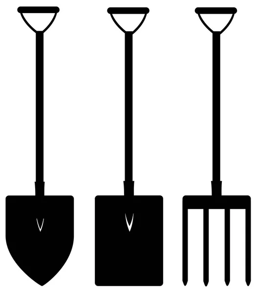 Outils Jardinage Noir Vecteur Eps — Image vectorielle