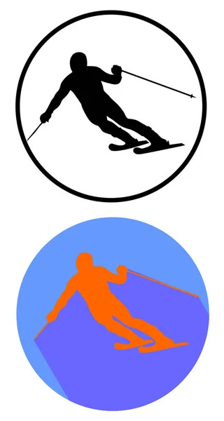 フラットなデザイン アイコン ベクトル Eps ベクトルの高山のスキー — ストックベクタ