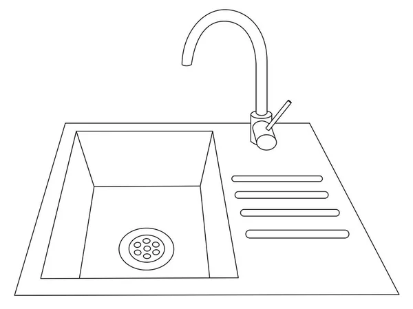 Bancada Cozinha Moderna Com Pia Vetor Eps — Vetor de Stock