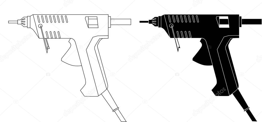electric hot glue gun set isolated on white background vector eps 10