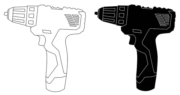 Draadloze Elektrische Stuurprogramma Machtshulpmiddel Ingesteld Pictogram Vector Eps — Stockvector