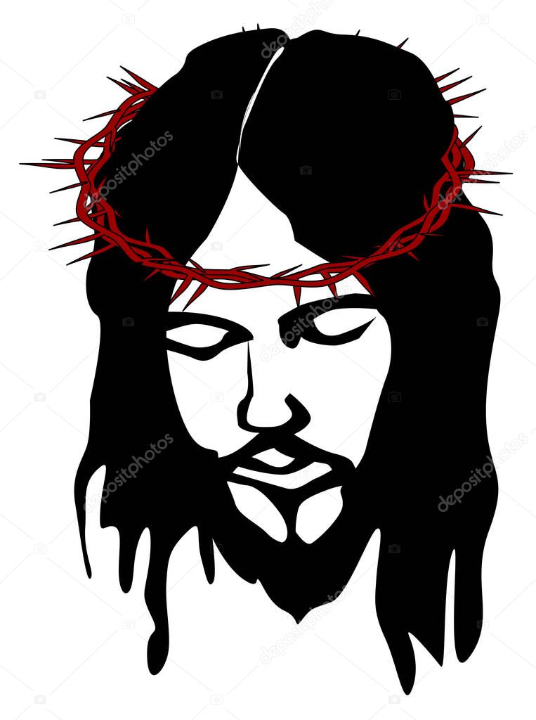 Jesus Christ, the Son of God in a crown of thorns on his head vector eps 10