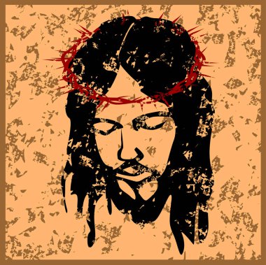 Jesus Christ, the Son of God in a crown of thorns on his head vector eps 10 clipart