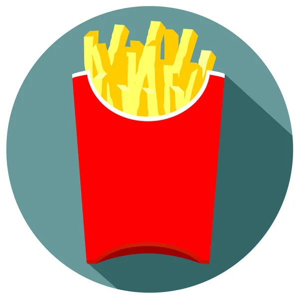 French Fries Red Box Flat Design Icon Vector Eps — Stock Vector