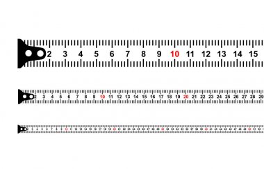 metre ve santimetre mason ve İnşaat ekipmanları vektör eps 10 için klasik şerit Ölçü aracıyla