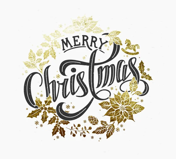 Merry Christmas Calligraphic Lettering — Stock Vector