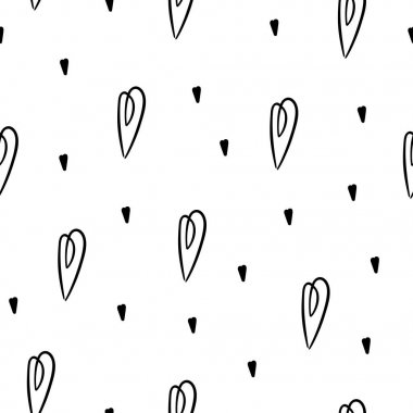 Grafik şirin kalpler seamless modeli. Kağıt ambalaj için çizilmiş süsleme el. Afiş, flayers, kartları ve afiş, davetiye düğün illüstrasyon Tarih için dekoratif desen