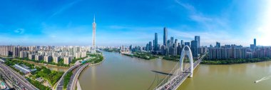 Drone view downtown of Guangzhou China clipart
