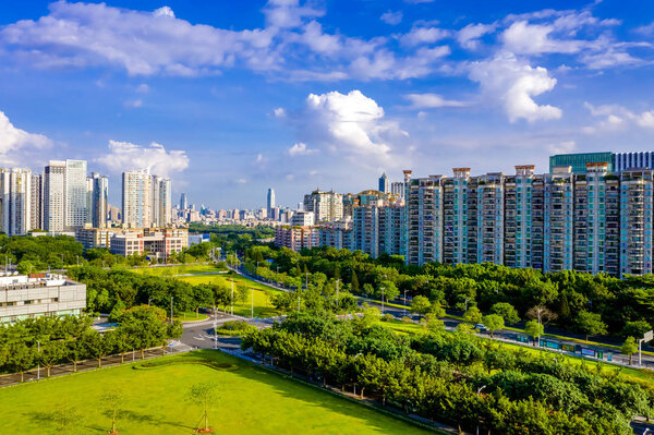Drone view city of Guangzhou China