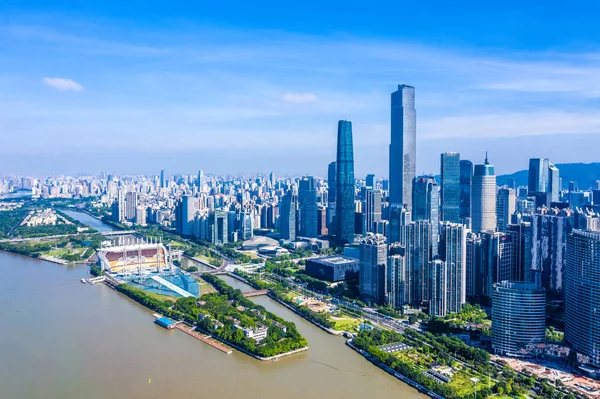 Drönare utsikt centrum av Guangzhou Kina — Stockfoto