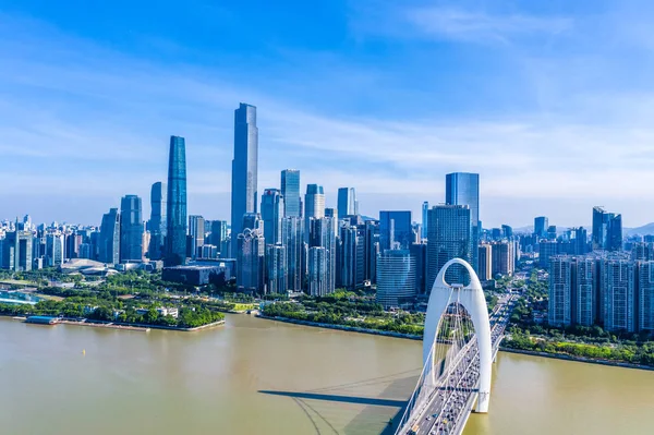 Drönare utsikt centrum av Guangzhou Kina Royaltyfria Stockfoton