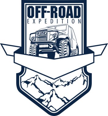 4 x 4 aracı off-road araç ile vektör amblemi
