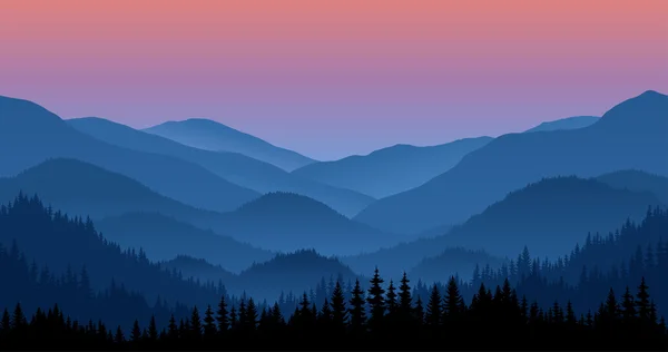 Vector mountains landscape with fog - seamless background. — Διανυσματικό Αρχείο