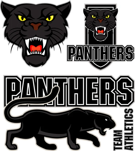 Vector angry black panther face sport emblem — Stockový vektor