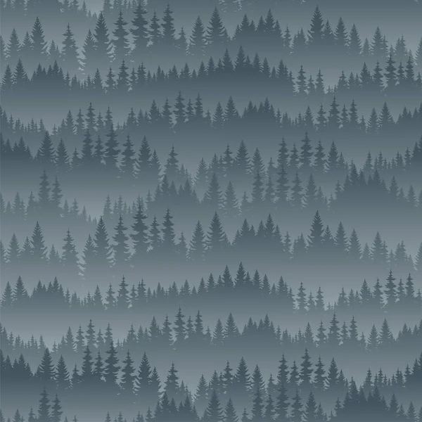 Vector mountains forest background seamless pattern — Stock Vector