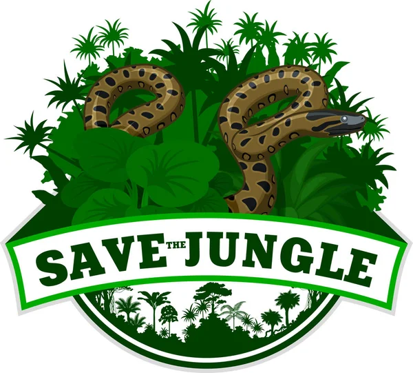 Vector Jungle embleem met anaconda — Stockvector