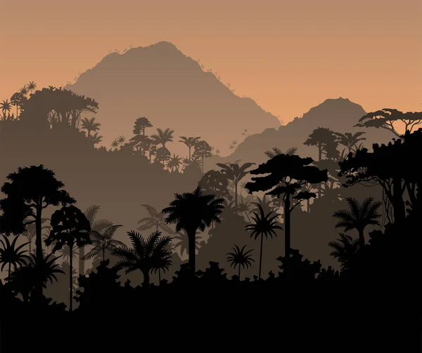 熱帯雨林ジャングルの背景をベクトルします。 — ストックベクタ