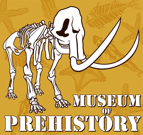 Esqueleto vectorial de mamut sobre fondo paleontológico — Vector de stock