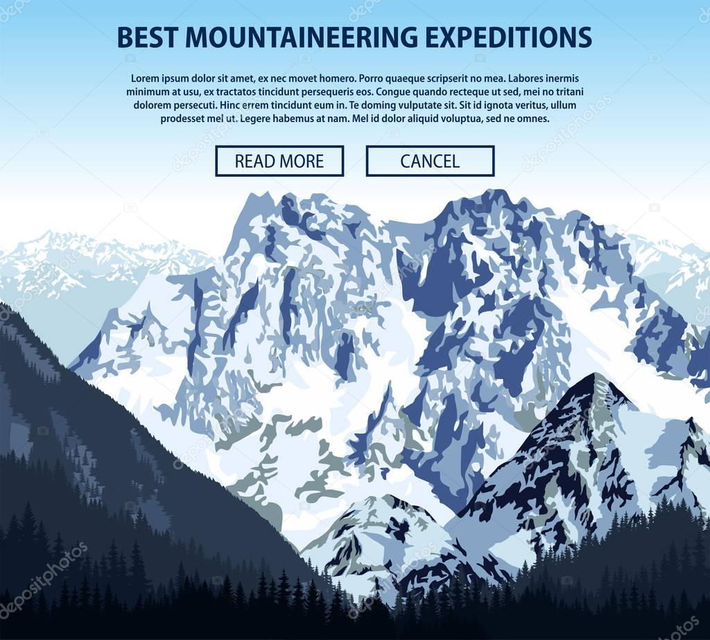 Vector climbing and mountaineering background theme
