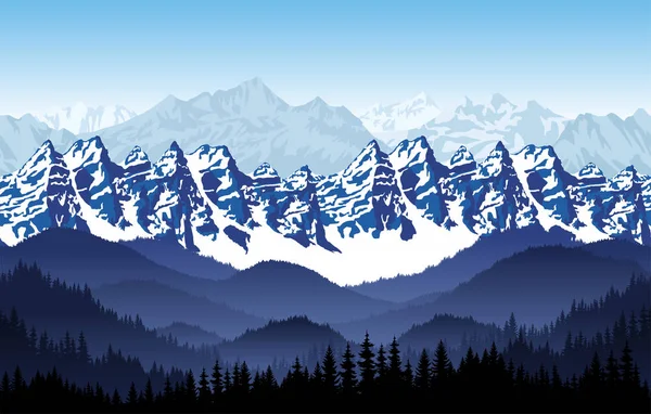 Montañas sin costuras bosque fondo — Vector de stock