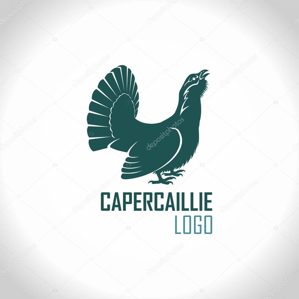 Western capercaillie, wood grouse, male bird - vector logo emblem illustration