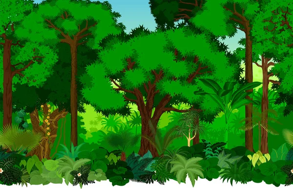 Vector sömlös tropisk regnskog djungel bakgrundsmönster — Stock vektor