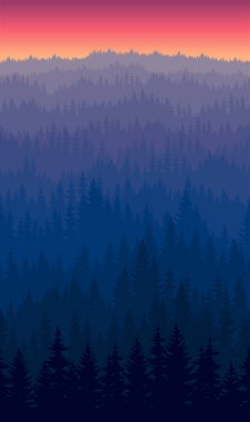 vektör dağlar orman sis arka plan doku seamless modeli ile