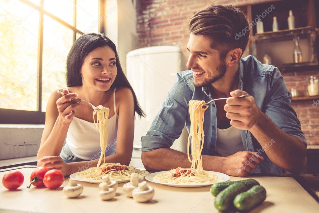 Young couple in kitchen