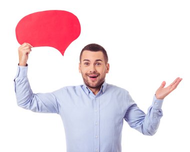 konuşma balonları ile işadamı