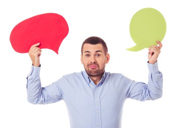 konuşma balonları ile işadamı