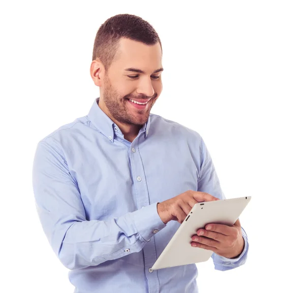 Businessman with gadget — Stock Photo, Image