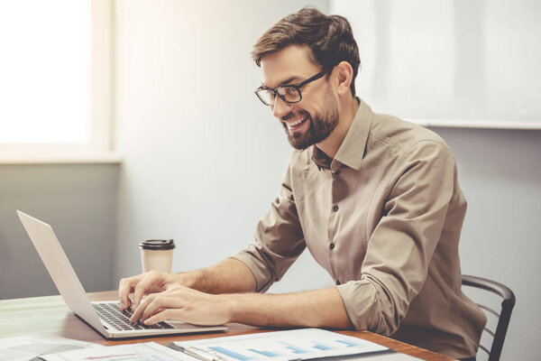 Handsome businessman working