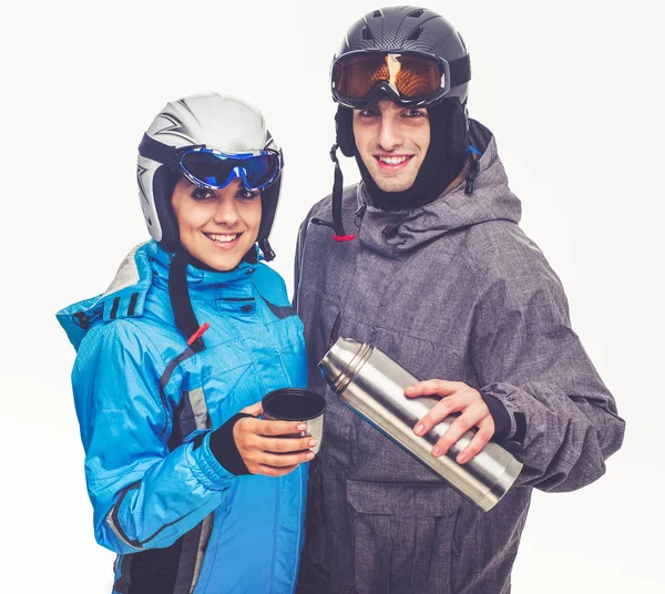 Desporto de inverno, casal — Fotografia de Stock