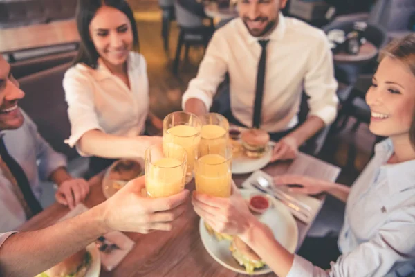 Business team resting in cafe — Stock Photo, Image