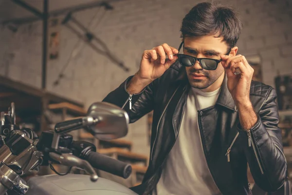Handsome young biker — Stock Photo, Image