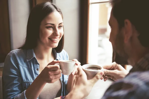 Couple at the cafe — Stock Photo, Image