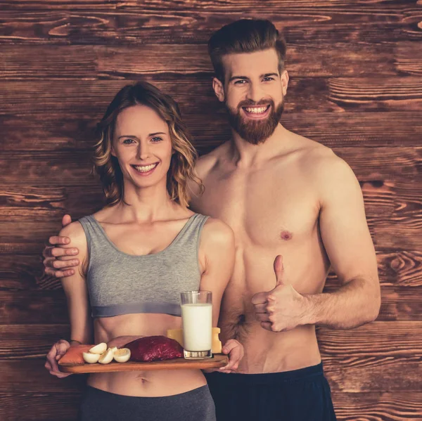 Couple with healthy food