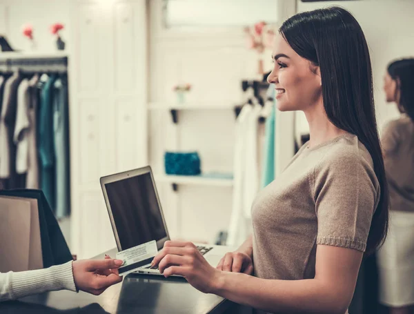 Beautiful shop assistant — Stock Photo, Image