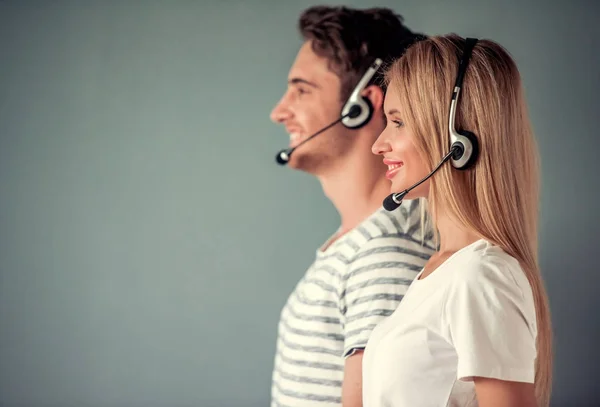 Young couple of workers — Stock Photo, Image