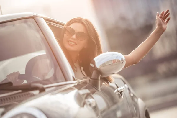 Girl in car — Stock Photo, Image