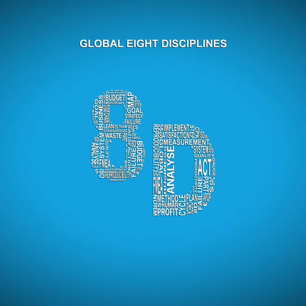 Global ocho disciplinas fondo tipográfico diagonal — Archivo Imágenes Vectoriales