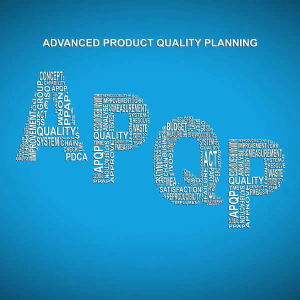 Planejamento avançado da qualidade do produto plano de fundo tipografia diagonal — Vetor de Stock