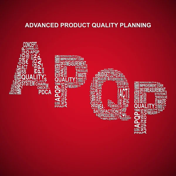Planejamento avançado da qualidade do produto plano de fundo tipografia diagonal — Vetor de Stock