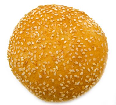 hamburger ekmeği üzerine beyaz izole